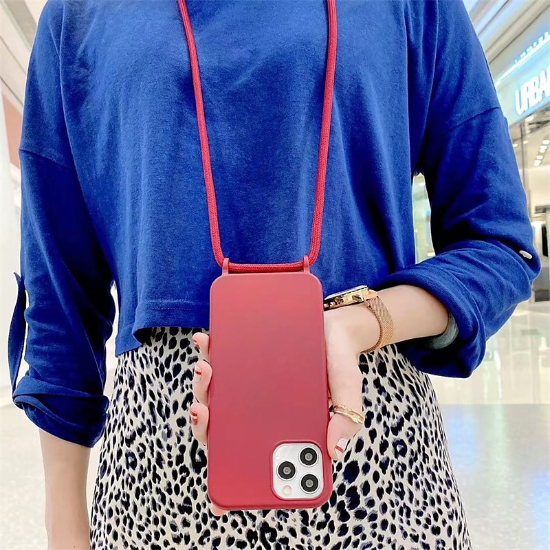 Colorful Silicone Lanyard Case for iPhone 16e 16 15 Pro Max Plus 14 13 12 11 Pro Max Mini X XR XS Max 8 7 Plus – Soft Touch, Full Body Protective, Crossbody Strap 2025 - $13.99 –P5