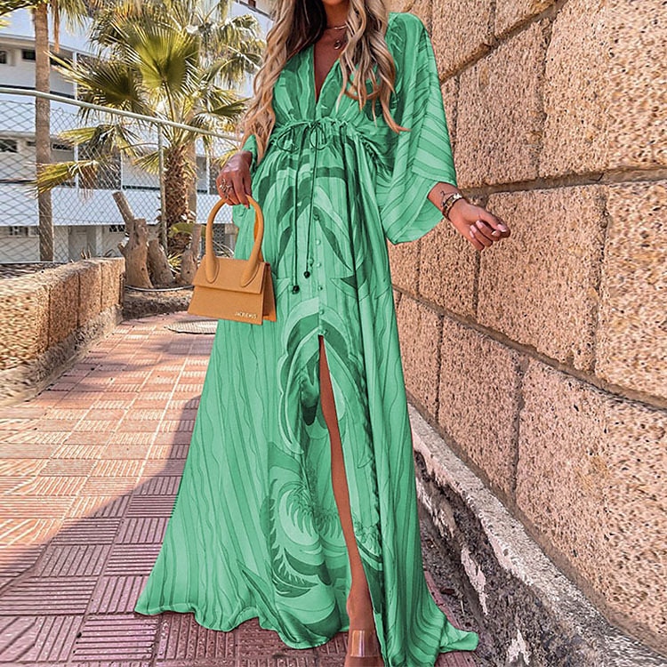 Női Hosszú ruha Maxi ruha hétköznapi ruha Swing ruha Klasszikus Modern Vakáció Napi Laza öltözet Grafika Féhosszú Mély-V Arcpír rózsaszín Narancssárga Lóhere Sötétkék Tavasz Ősz Tél 2025 - $41.99 –P3