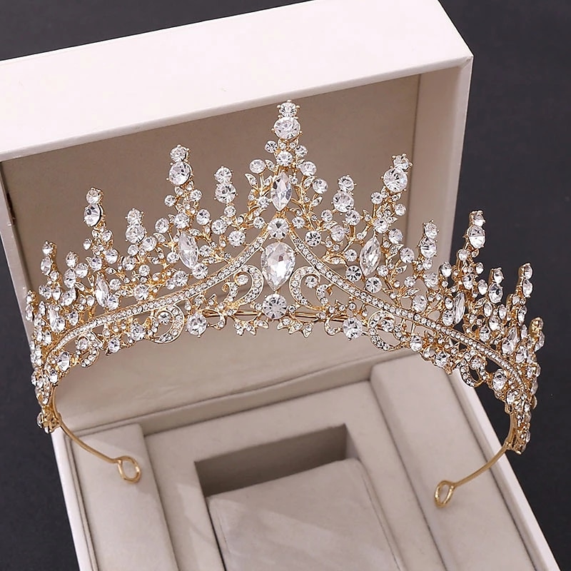 bruid hoofdtooi luxe kristal strass barokke handgemaakte kleurrijke kristal strass kroon multicolor tiara accessoire bruids hoofdtooi 2025 - $25.99 –P6