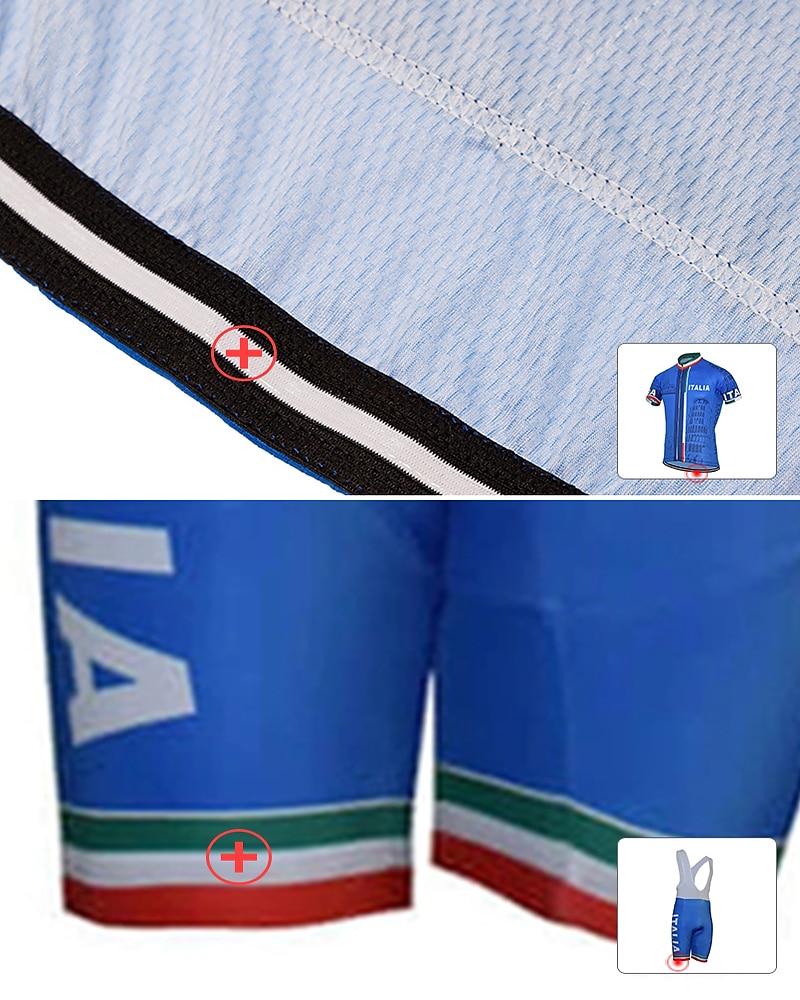 Men's Cycling Jersey with Bib Shorts Short Sleeve Mountain Bike MTB Road Bike Cycling Yellow Red Sky Blue Graphic Italy National Flag Bike Clothing Suit UV Resistant 3D Pad Breathable Quick Dry 2025 - $41.99 –P11