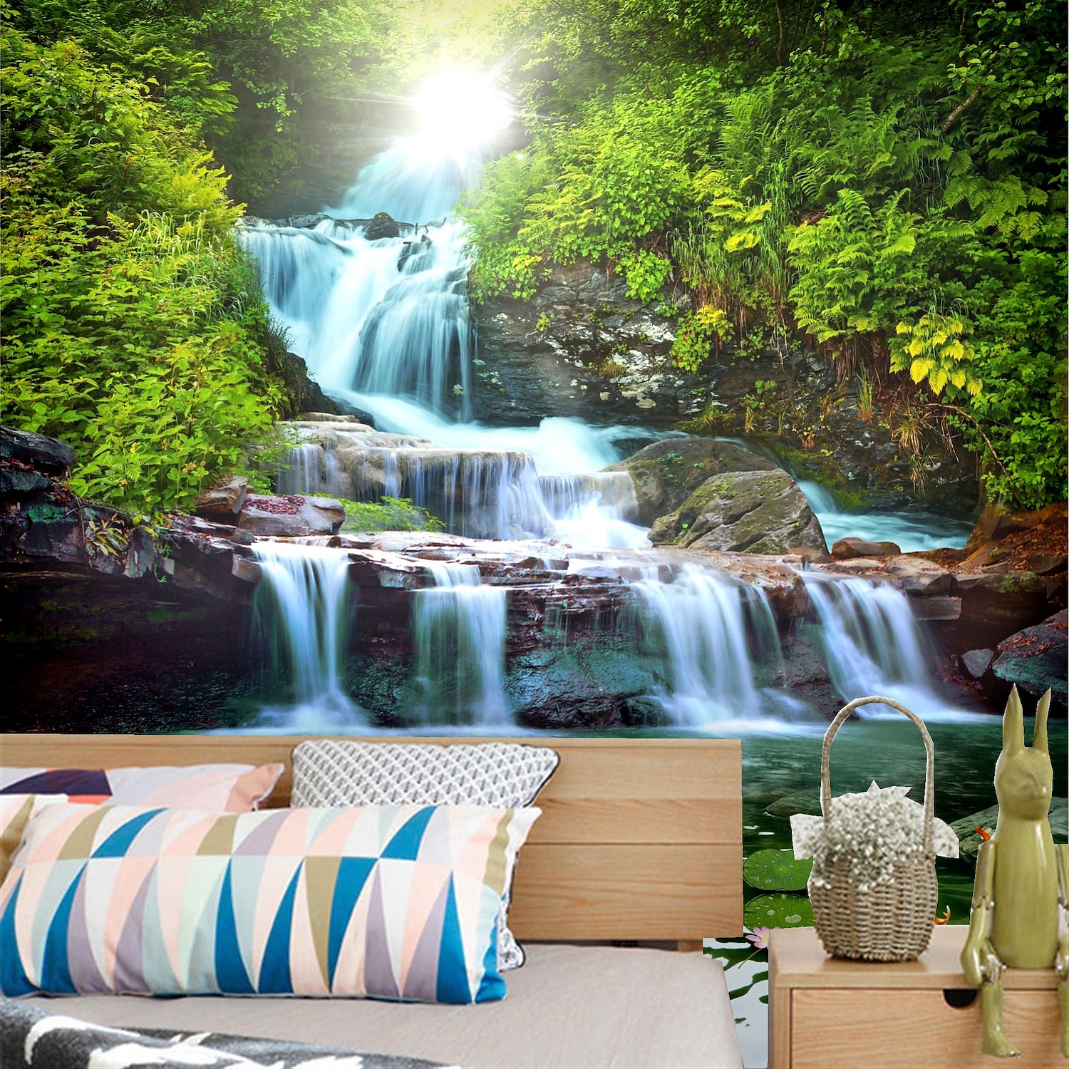 Mural tapety niestandardowe samoprzylepne rizhao krajobraz i wodospad piękny widok pcv/winyl nadaje się do salonu sypialnia restauracja hotel dekoracje ścienne art home decor 2025 - $46.99 –P2