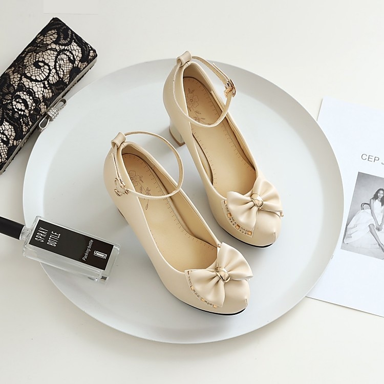Girls' White Block Heel Dress Shoes – Round Toe Pumps with Bow & Ankle Strap for Wedding, Party & Formal Occasions 2025 - $46.99 –P2