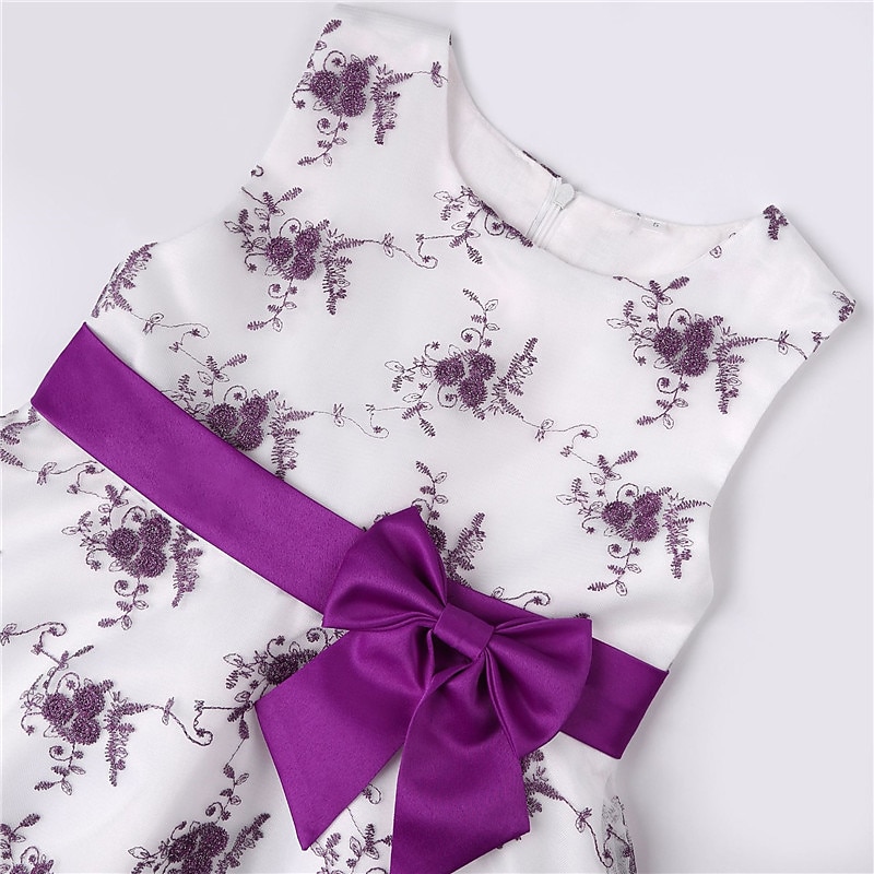 Kids Girls' Dress Floral Sleeveless Party Embroidered Lace Trims Bow Cute Cotton Knee-length Skater Dress Summer 3-10 Years Pink Dusty Rose Red 2025 - $39.99 –P12