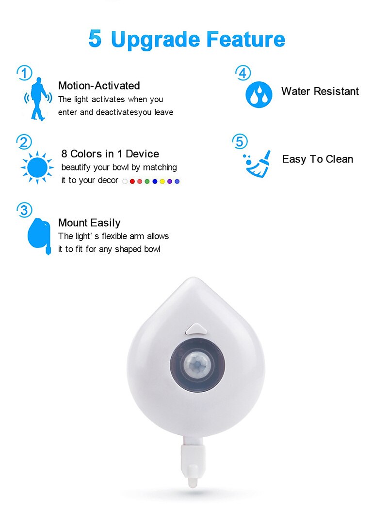 Sensor Toilet Seat Night Light Smart PIR Motion 8 Colors Waterproof Backlight 2PCS for Toilet Bowl LED Luminaria Lamp Toilet Light 2025 - $10.49 –P2