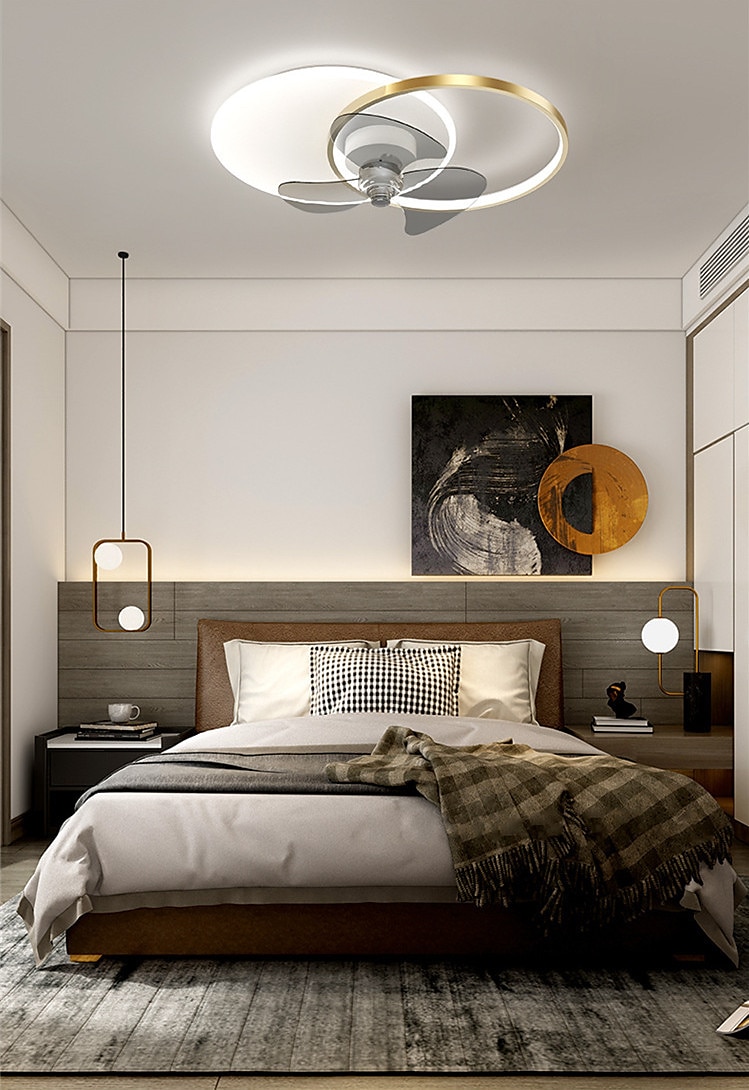 LED Ceiling Fan Light Bedroom Fan Lamp Nordic Ceiling Fan Lamp Modern Simple Room Ceiling Lamp With Silent Fan Lamp 2025 - $273.49 –P2