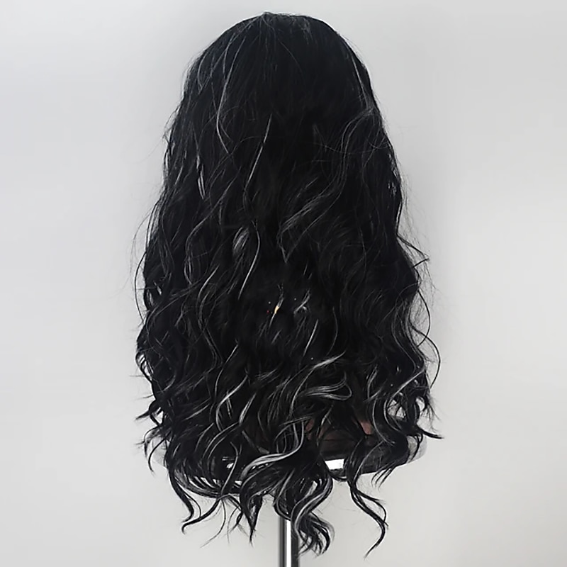 Perruque cosplay homme raie au milieu 66 cm fibre résistante à la chaleur bouclée noir/brun adulte perruque anime perruques d'Halloween de 2026 ? $26.99 –P5