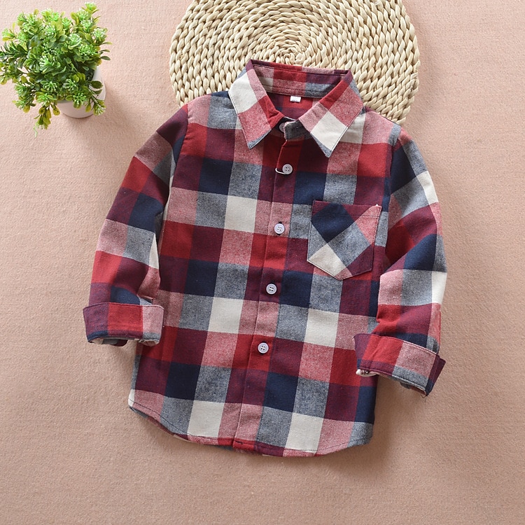 Jungen 3D Plaid Hemden Langarm Herbst Modisch Brautkleider schlicht kinderkleidung 3-12 Jahre Schulanfang Ausgehen Casual Regular Fit 2025 - $18.99 –P6