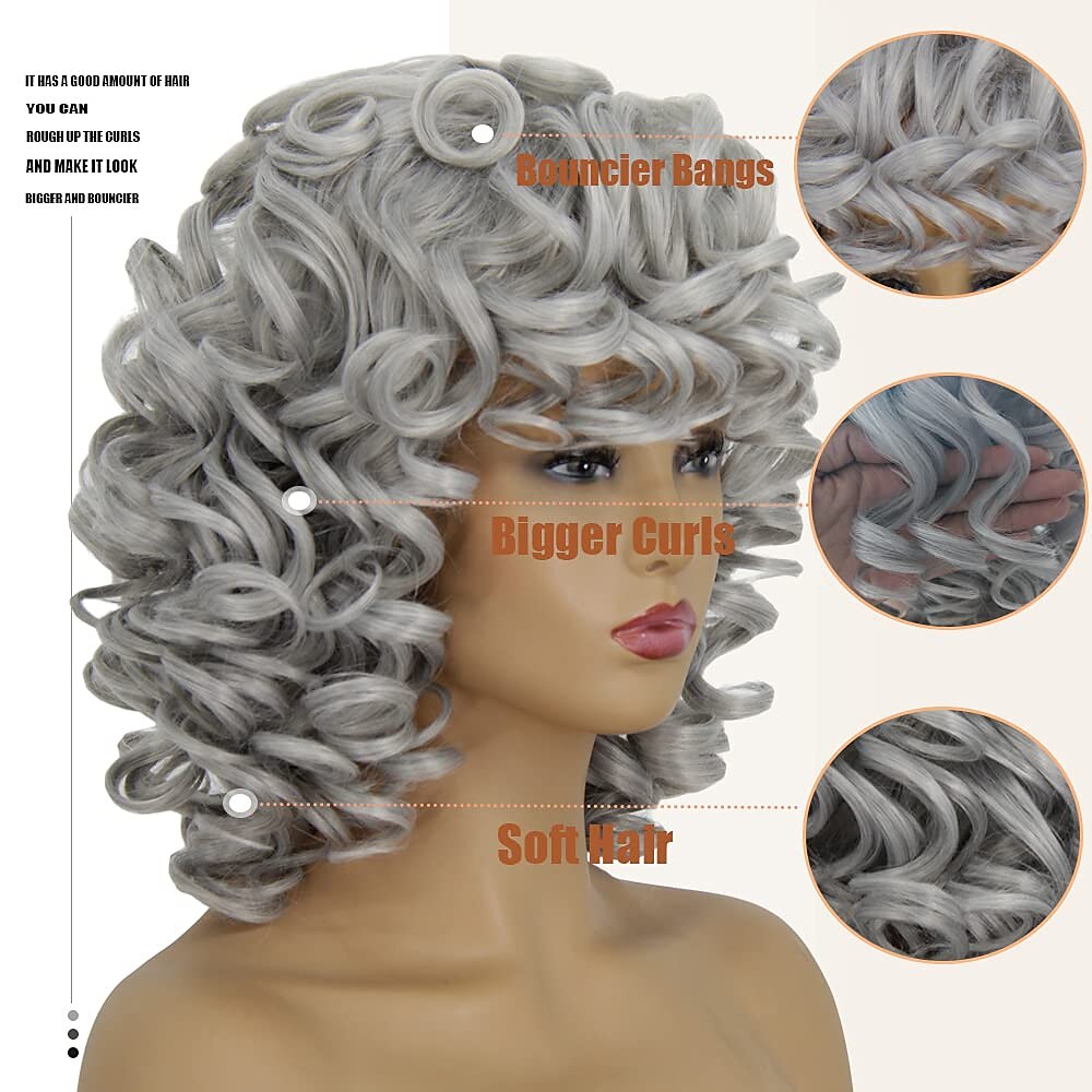 zwarte pruiken voor vrouwen zwarte dames kort krullend afrikaanse pruik 14 inch krullend golvend zwarte pruik met pony schattig en modieus natuurlijk uiterlijk synthetisch haar vervangende pruik 2025 - $26.99 –P19
