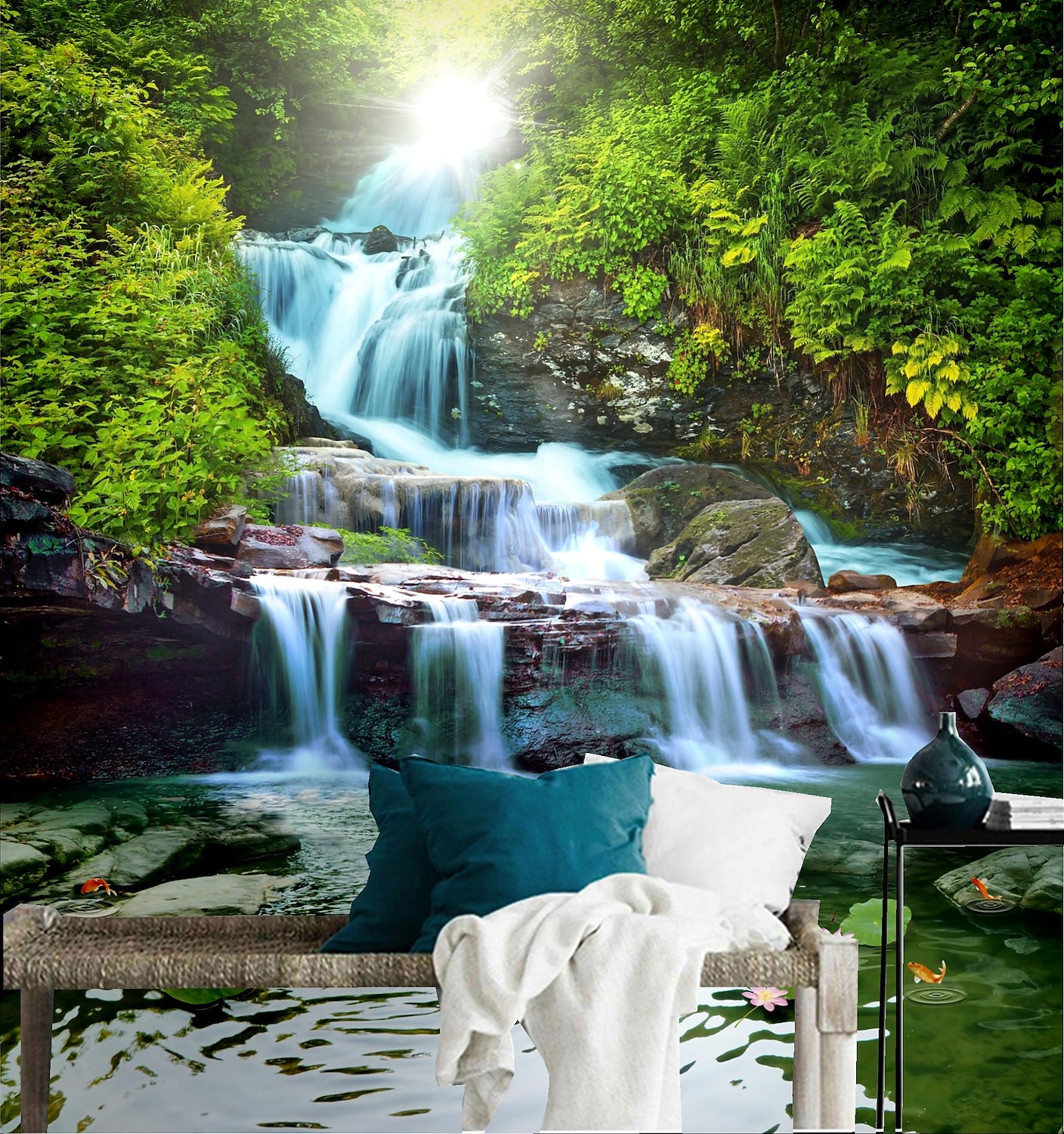 Mural tapety niestandardowe samoprzylepne rizhao krajobraz i wodospad piękny widok pcv/winyl nadaje się do salonu sypialnia restauracja hotel dekoracje ścienne art home decor 2025 - $46.99 –P4