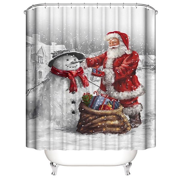 jouluinen suihkuverho vedenpitävä kangas kylpyhuoneen sisustus ja moderni ja klassinen teema ja joulu 2025 - $27.99 –P5