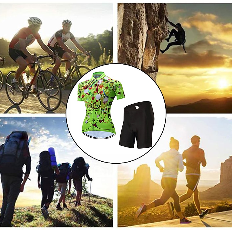 Mujer Maillot de Ciclismo con Culotte Manga Corta MTB Bicicleta Montaña Ciclismo Carretera Verano Primavera Otoño Amarillo Rosa Rojo Rayas Estampado Flores Botánica Flor Gracioso Bicicleta Filtro 2026 - $41.99 –P13