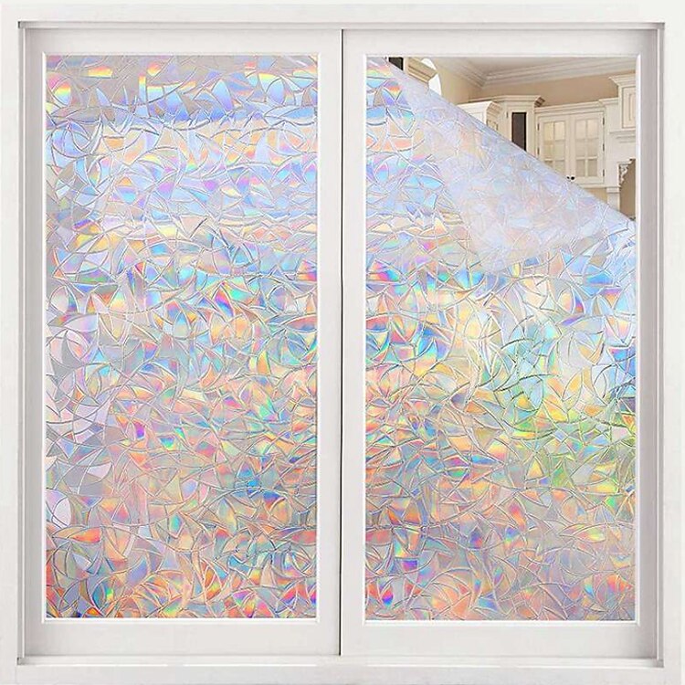 pellicola per la privacy delle finestre, pellicola per finestre arcobaleno, adesivo in vetro colorato rimovibile, pellicola per finestre con controllo del calore per decorazioni, argento del 2025 a $9.49 –P6