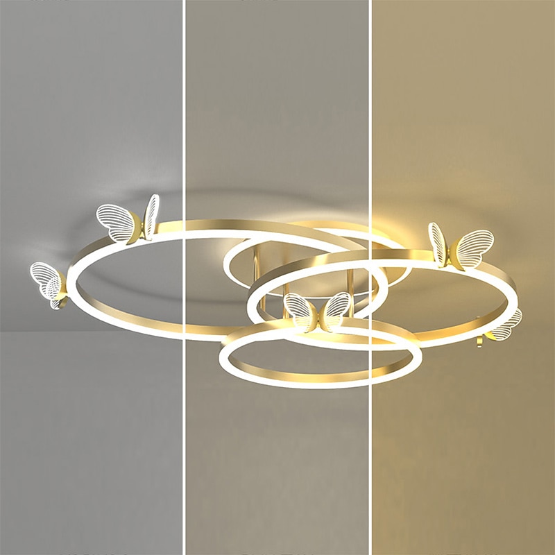 led φωτιστικό οροφής 45 cm με ρυθμιζόμενο κύκλο σχεδίασης χωνευτά φώτα στερέωσης ακρυλικό καλλιτεχνικό στυλ μοντέρνο στυλ χρυσό σκανδιναβικό στυλ πεταλούδα 220-240v 2025 - $298.67 –P11