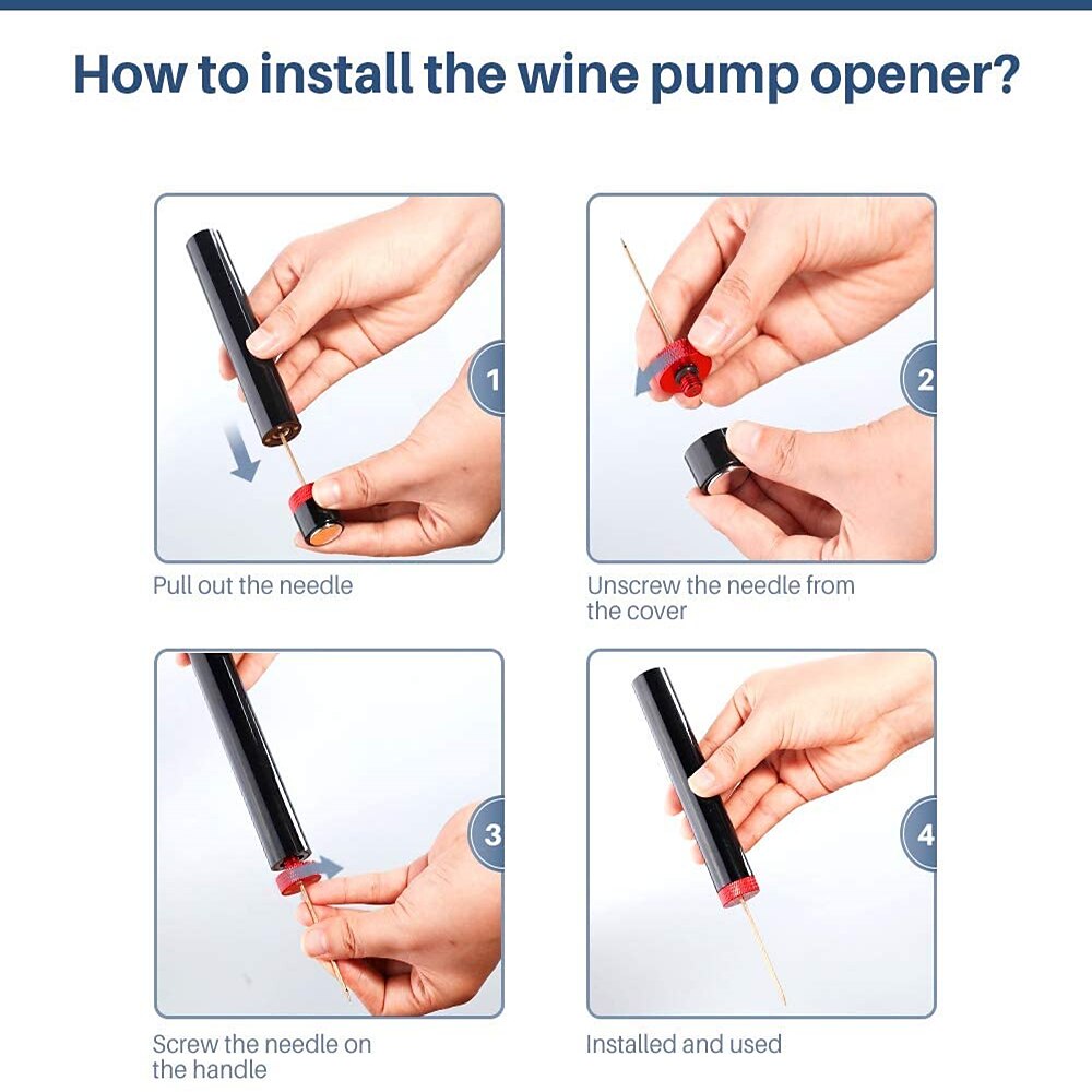 Air Pump Wine Bottle Opener Safe Portable Stainless Steel Pin Cork Remover Air Pressure Corkscrew Kitchen Tools Bar Accessories 2025 - $28.99 –P3