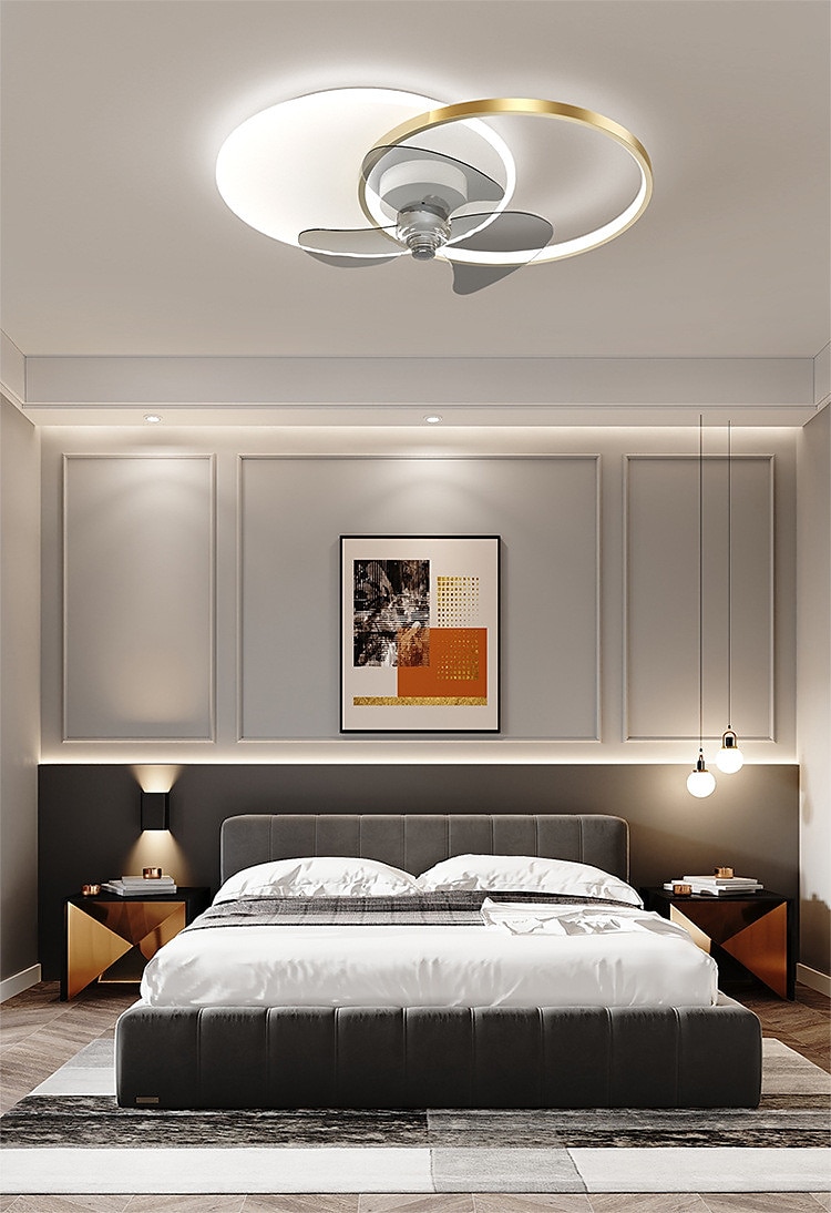 LED Ceiling Fan Light Bedroom Fan Lamp Nordic Ceiling Fan Lamp Modern Simple Room Ceiling Lamp With Silent Fan Lamp 2025 - $273.49 –P3