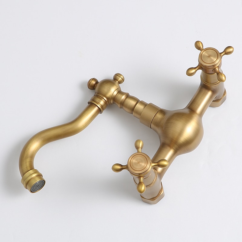 Rubinetti Per Lavello Cucina Classici Rubinetti A Parete In Ottone, Rubinetti Da Cucina Vintage Retrò A Doppia Leva Rubinetti Per Vasche Con Beccuccio Standard del 2025 a $89.99 –P6