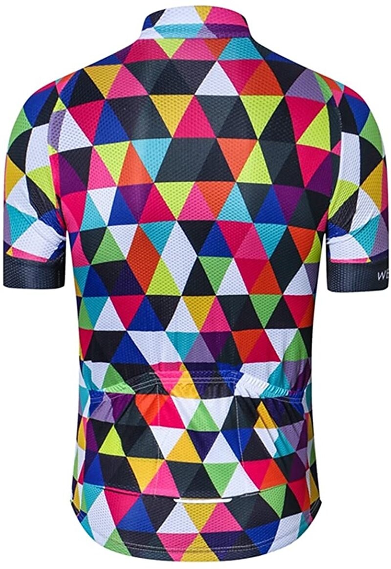 Men's Cycling Jersey Short Sleeve Fall Bike Jersey Top with 3 Rear Pockets Mountain Bike MTB Road Bike Cycling Breathable Quick Dry Front Zipper Back Pocket Red / Green Purple Green Rainbow Plaid 2025 - $28.99 –P2