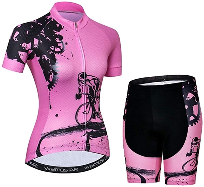Naisten Pyöräily jersey ja shortsit Lyhythihainen Maastopyöräily Maantiepyöräily Keltainen Punainen Sininen Kuvitettu Vaihde Pyörä Hengittävä Nopea kuivuminen Ultraviolettisäteilyn kestävä Spandex 2025 - $33.59 –P1