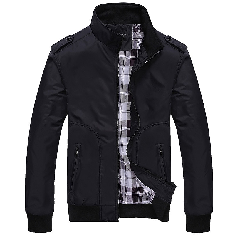 Herren Bomberjacke Aus Polyester - Leichte Übergangsjacke, Blouson-Style Mit Reißverschluss