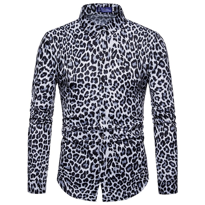 Pánské Leopard Gepardí Košile Košile na knoflíky Dlouhý rukáv Módní Šik ven Chladný Ležérní Denní Jdeme ven Jaro & podzim Přehnutý 3D tisk Tisk Hnědá Šedá 2025 - $26.99 –P2