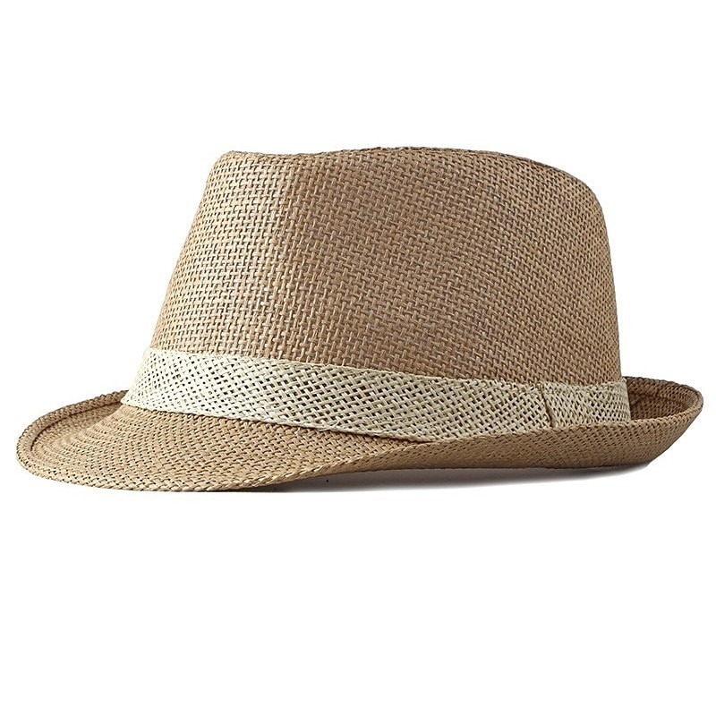 Férfi Szalmakalap Panama kalap Fedora Trilby kalap Medence Barna Tiszta pamut Klasszikus Retro Tiszta szín Buli 1920-as évek divatja Szüret Parti Hétköznapi Színes Szabadtéri Utazás 2025 - $8.99 –P4