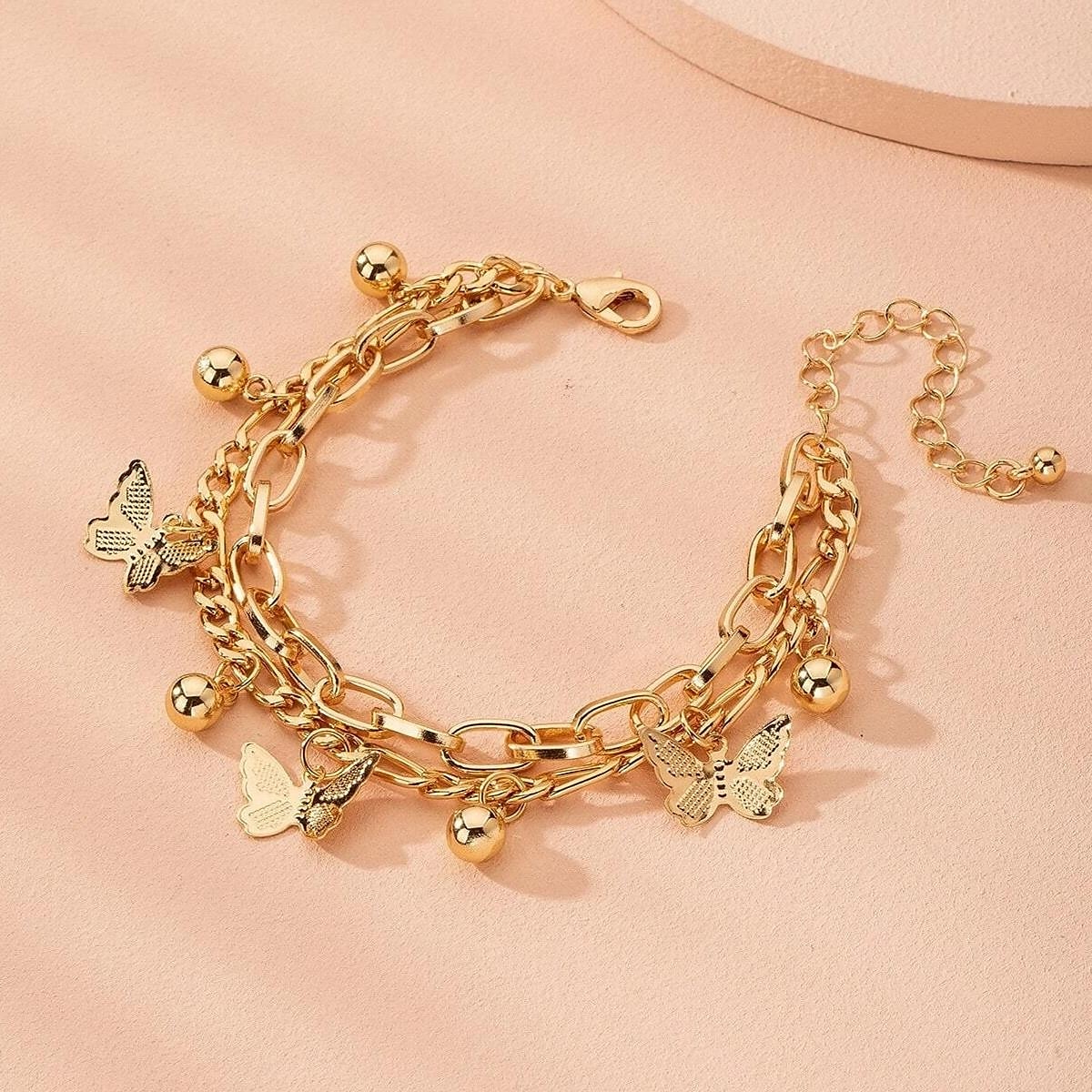 Women's Chain Bracelet Vintage Bracelet Layered Butterfly Fashion Personalized Elegant Holiday Alloy Bracelet Jewelry Gold For Holiday Date Birthday Beach Festival 2025 - $7.49 –P1