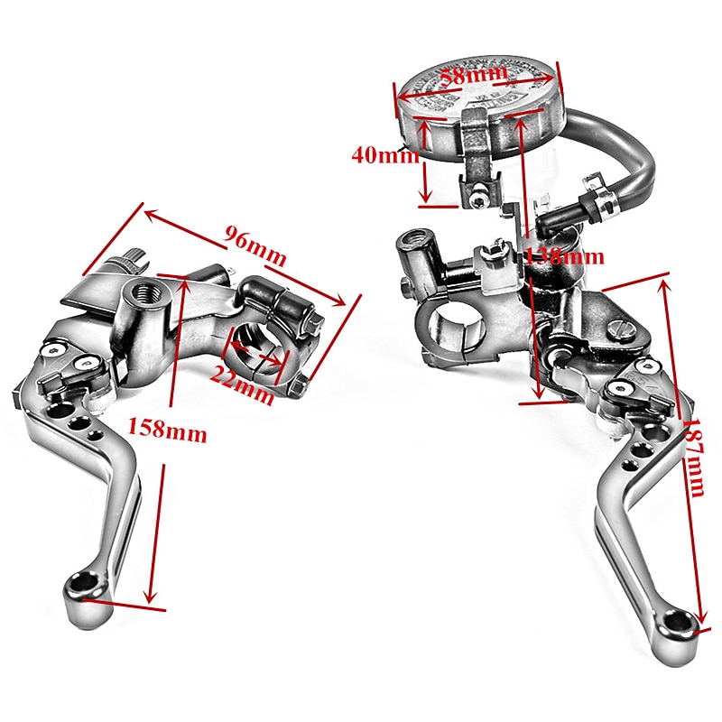 Nawenson universal 7/8 "22mm kit de alavancas de reservatório do cilindro mestre do freio da embreagem da motocicleta conjunto de reservatório de fluido conjunto de reservatório de fluido conjunto de de 2025 por $43.99 –P4