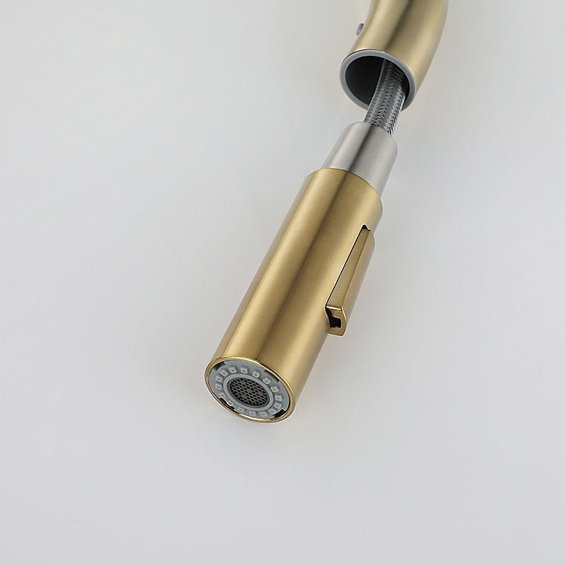 Mitigeur d'évier de cuisine en acier inoxydable avec pulvérisateur extractible, rotatif à 360 °, multifonction, robinet de cuisine à poignée unique, finition or brossé de 2025 ? $129.99 –P19