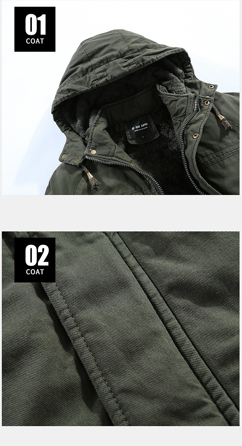 parka de iarnă pentru bărbați jachetă polar de drumeție jachetă de vânt caldă cu jachetă tactică militară cu glugă jachetă termică rezistentă la vânt în aer liber trenci sport top schi vânătoare pescuit verde armată negru 2025 - $87.99 –P6