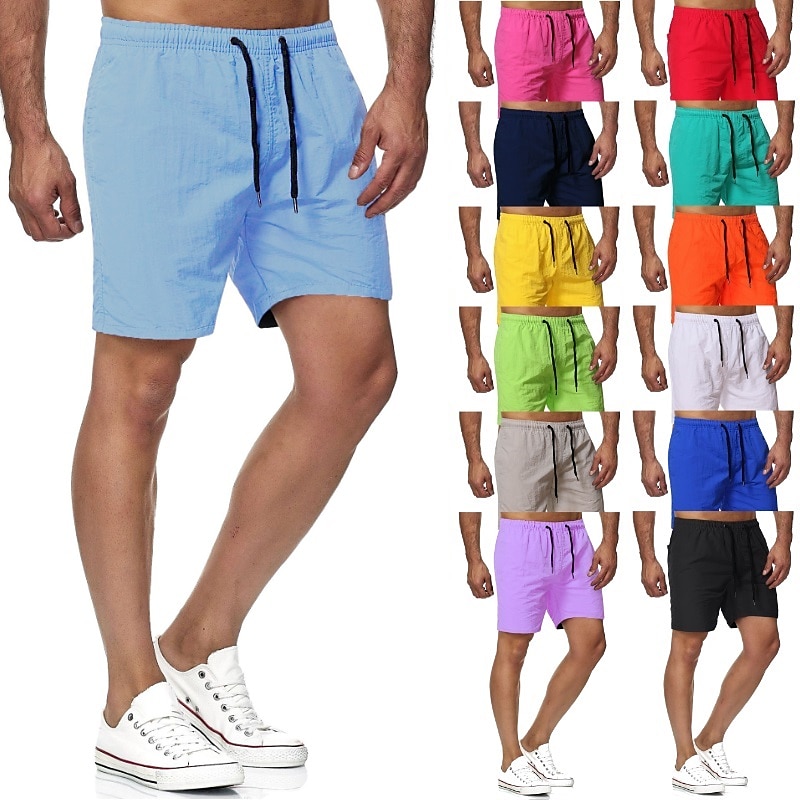 Herr Boardshorts Badshorts Beach Shorts Snörning Elastisk midja Mönster Ensfärgat Mönster Snabb tork Utomhus Knelängd Dagligen Strand Hawaiisk Chino Gräsgrön Svart Microelastisk 2025 - $15.99 -P2