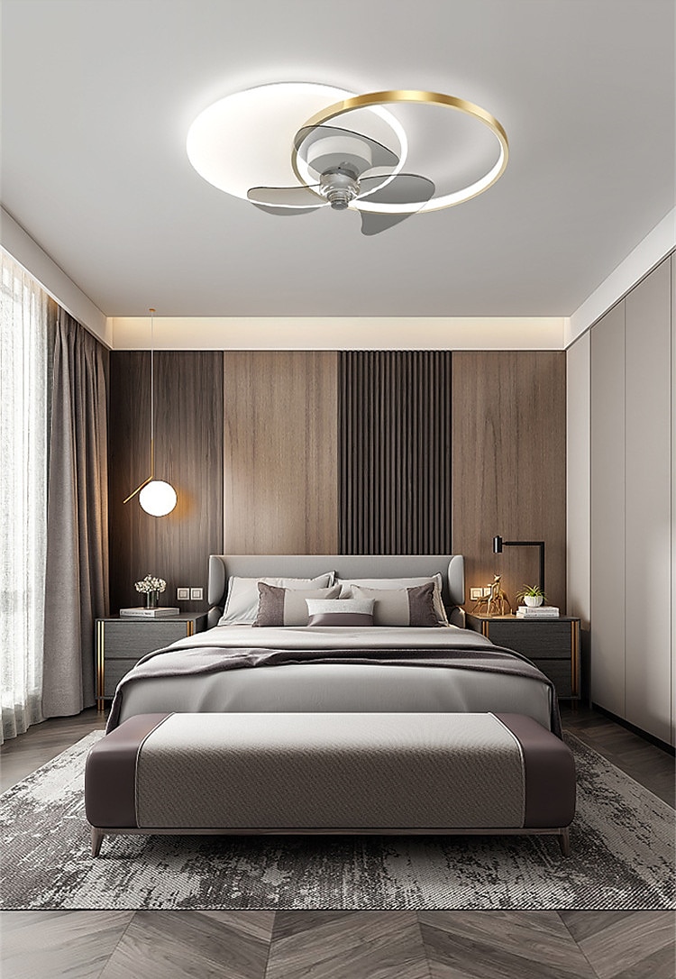 LED Ceiling Fan Light Bedroom Fan Lamp Nordic Ceiling Fan Lamp Modern Simple Room Ceiling Lamp With Silent Fan Lamp 2025 - $273.49 –P6