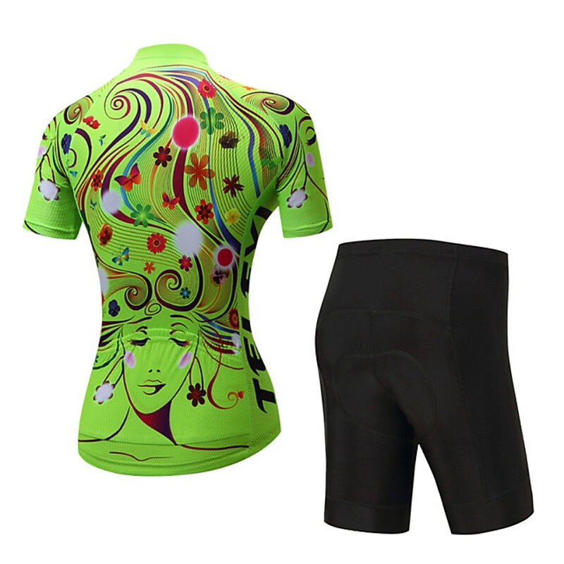 Mujer Maillot de Ciclismo con Culotte Manga Corta MTB Bicicleta Montaña Ciclismo Carretera Verano Primavera Otoño Amarillo Rosa Rojo Rayas Estampado Flores Botánica Flor Gracioso Bicicleta Filtro 2026 - $41.99 –P2