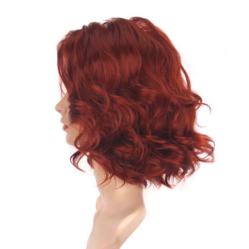 Červeno-hnědé paruky pro ženy cosplay paruka nekonečná válka paruka černé vdovy Natasha Romanoff krátká kudrnatá tepla odolná syntetická vlasy Halloween paruka 2026 - $31.99 –P2