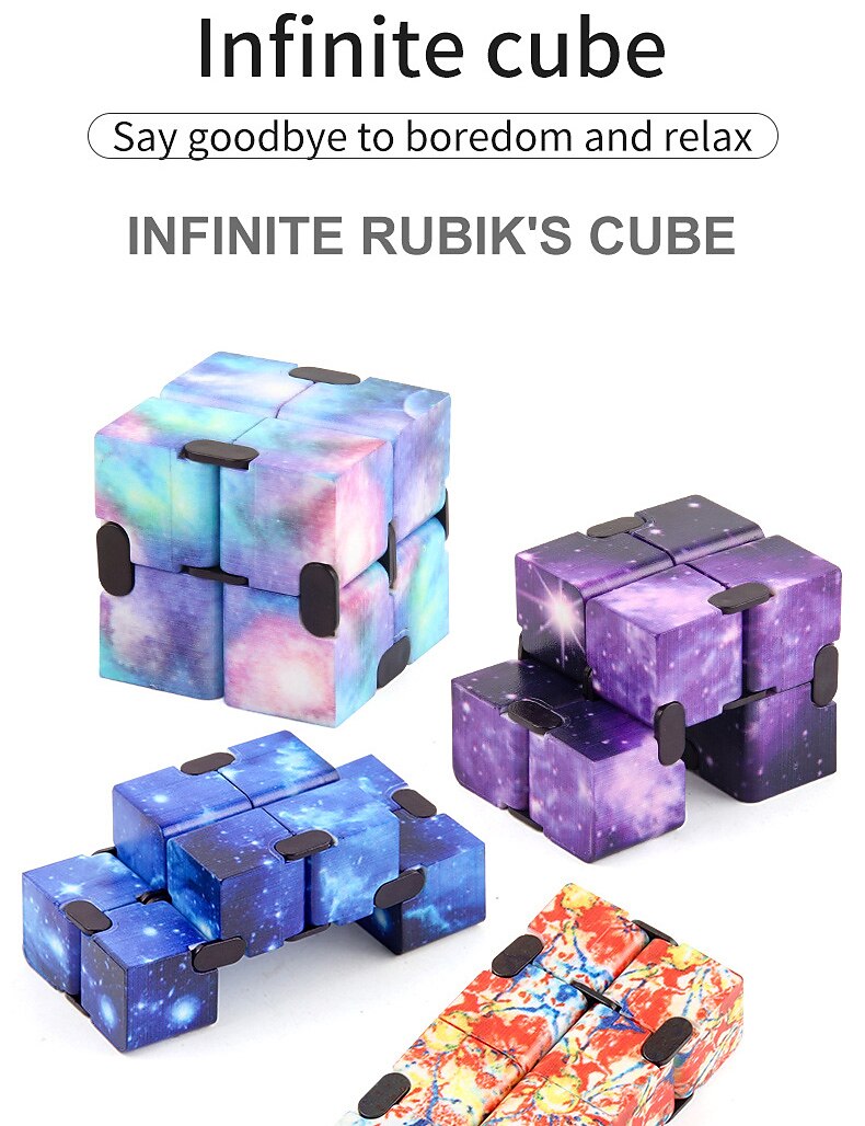 Infinity Cube 2 Pieces Fidget Cube Toy Stress Anxiety Relief For Adults And Boy Girl Hand Held Magic Puzzle Flip Cube Fidget Finger Toys Cube For Add Adhd Killing Time Galaxy Space 22