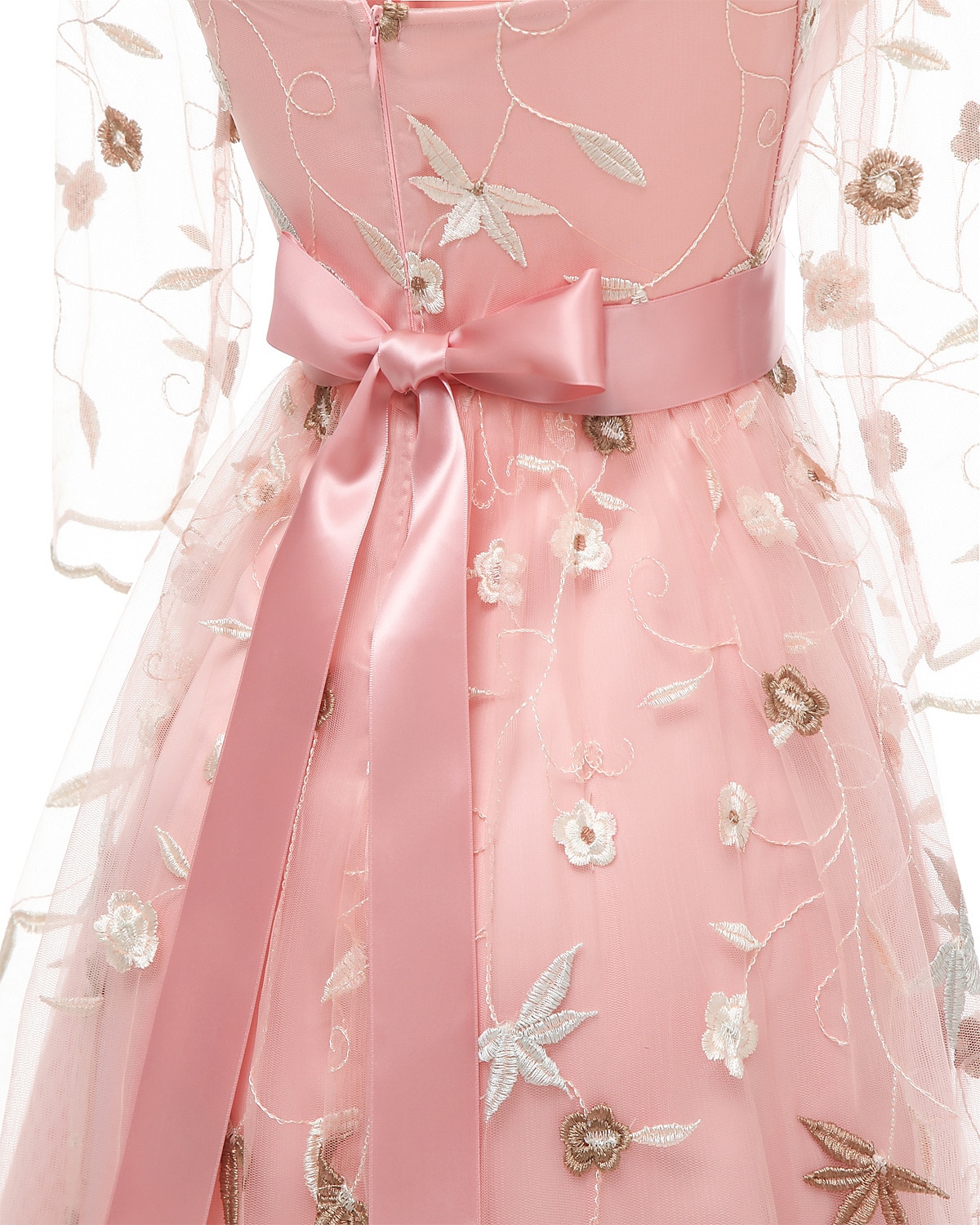 A-Line Cocktail Dresses Beach Wedding Floral Dress Wedding Guest Homecoming Dress Knee Length Half Sleeve Jewel Neck Tulle with Embroidery Appliques dress to impress 2025 2025 - $76.99 –P4