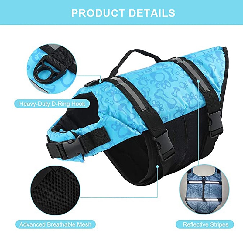 Dog Dog Life Jacket Reflective Adjustable Sports & Outdoors Safety Beach Pool Dog Clothing for Husky Golden Retriever Bichon Frise Pomeranian Small 2025 - $20.99 –P12