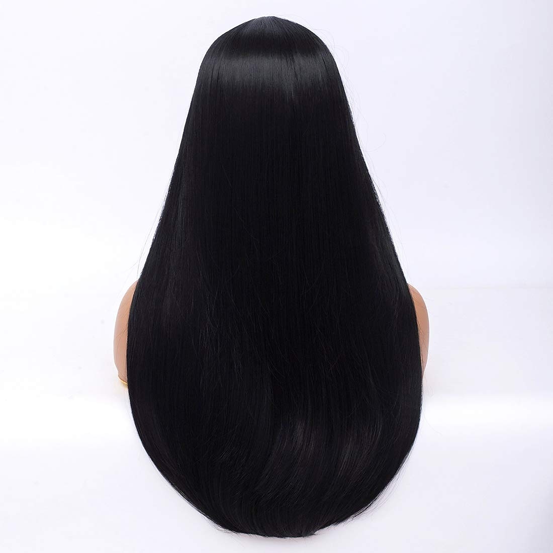 parrucche per costume morticia addams la famiglia addams parrucca lunga liscia riga in mezzo parrucca sintetica costume di carnevale del 2025 a $27.99 –P5