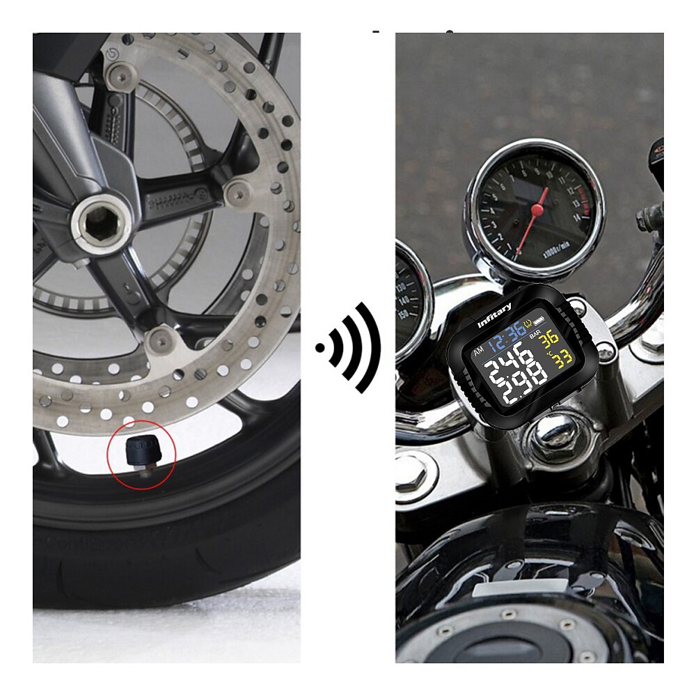 Infitary Motorcycle TPMS Tire Pressure Monitoring System Big
