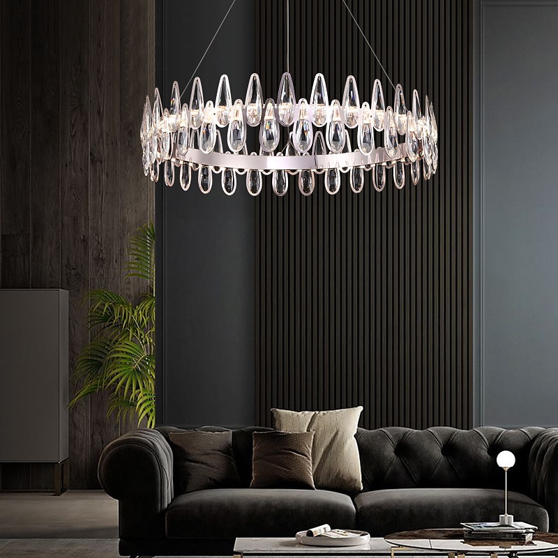 luminária led pendente 60 cm lanterna desgin lustre aço inoxidável galvanizado moderno 220-240v de 2025 por $1106.69 –P4