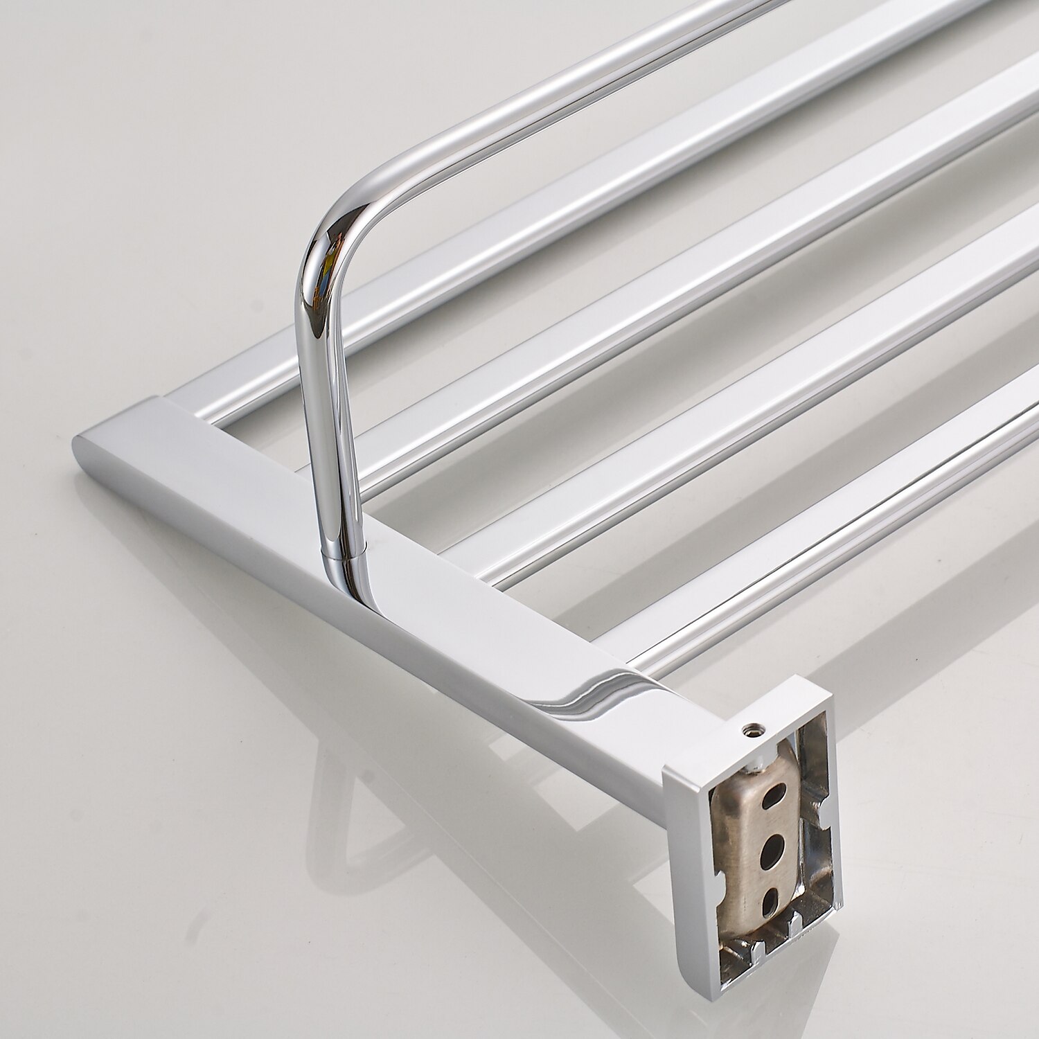 portasciugamani multifunzione portasciugamani pieghevole moderno mensola da bagno in ottone massiccio con ganci a parete argentato del 2025 a $151.99 –P8