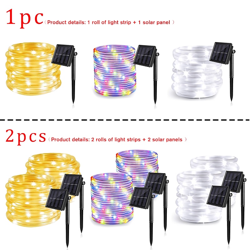 Solar Rope Lights Outdoor Waterproof Tube Light with 100 LED 35.7 feet 8 Modes Copper Wire Fairy Lights for Garden Fence Patio Yard Party Wedding Christmas Hall 2025 - $23.99 –P20