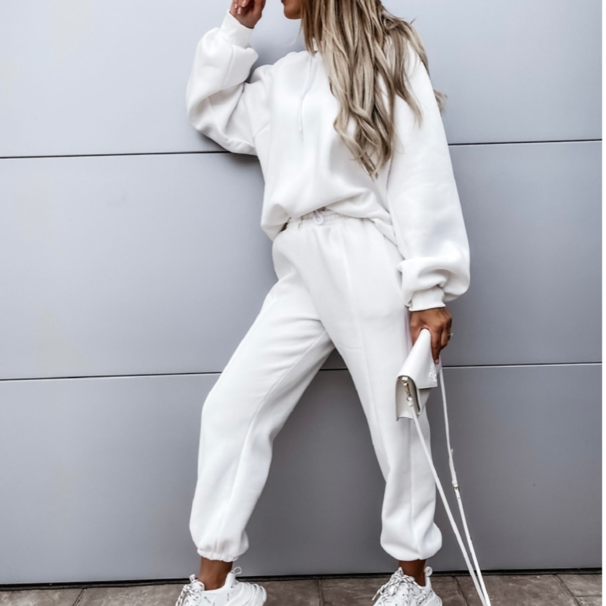Women's Active Streetwear Tracksuit Pants Sets Sweatshirt Long Sleeve Hooded Solid Color Sports Outdoor Casual Black White Green Fall & Winter Regular Fit 2025 - $28.99 –P2