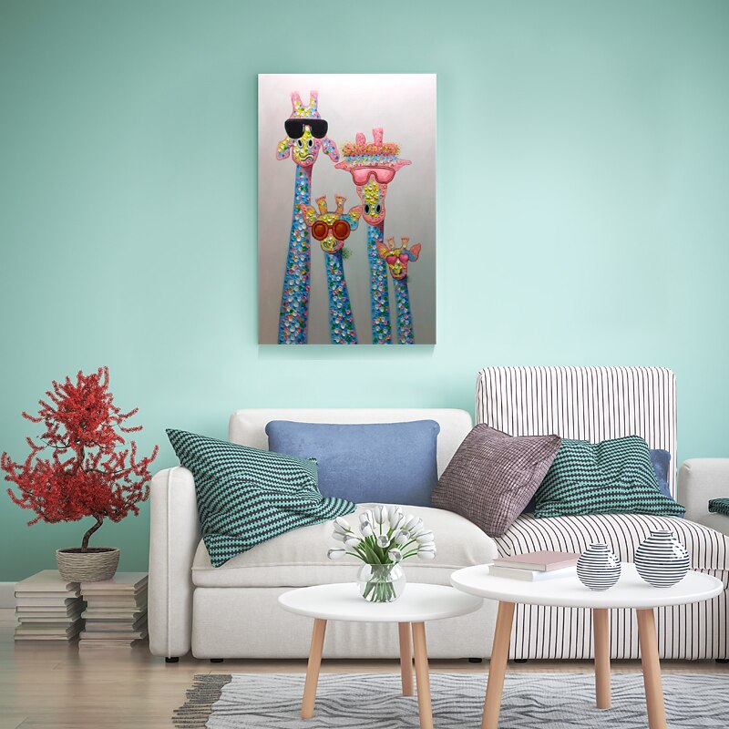 Ölgemälde handgemachte handbemalte Wandkunst abstrakte Giraffe Kinderzimmer Dekoration Dekor gestreckter Rahmen fertig zum Aufhängen 2025 - $139.99 –P9