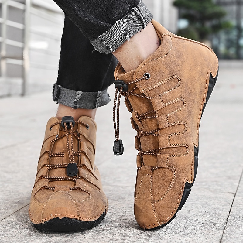 Per uomo Stivaletti Uncinetto Scarpe di pelle Scarpe fatte a mano Scarpe comfort Per sport Classico Informale Esterno Giornaliero Di pelle Sintetico Tenere al caldo Fatto a mano Antiscivolo del 2025 a $54.99 -P12