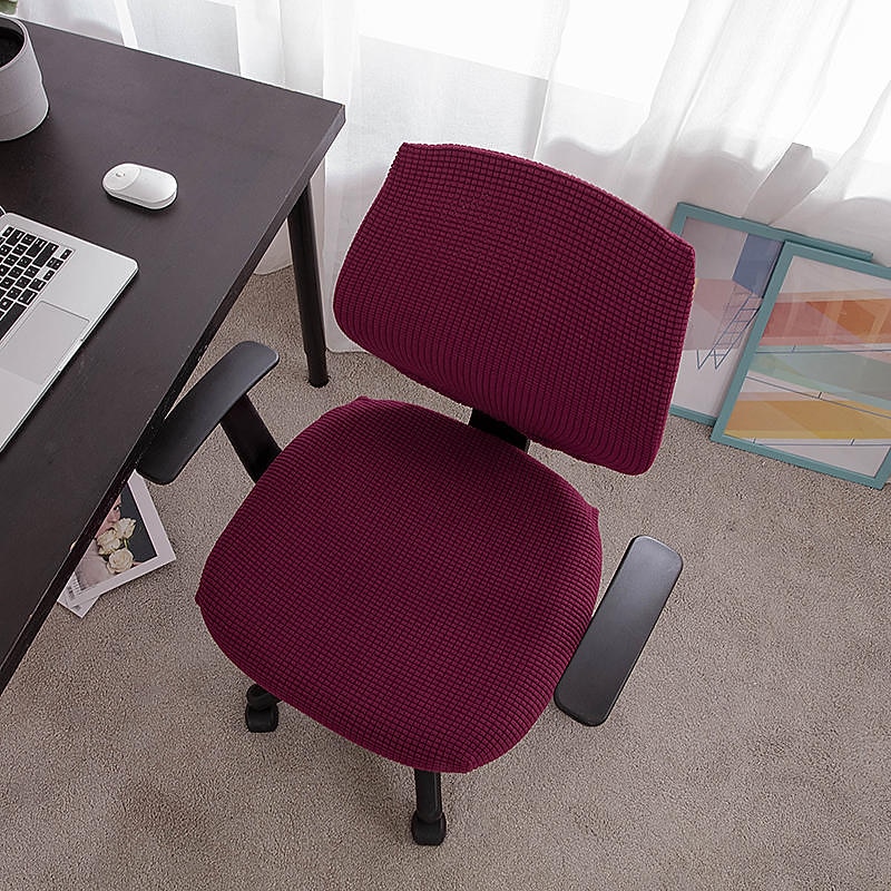husă scaun de birou pentru computer burgundă elastică, rotativă, pentru scaun pentru jocuri, elastic, jacquard, negru, uni, culoare solidă, moale, durabil, lavabil 2025 - $14.49 –P20