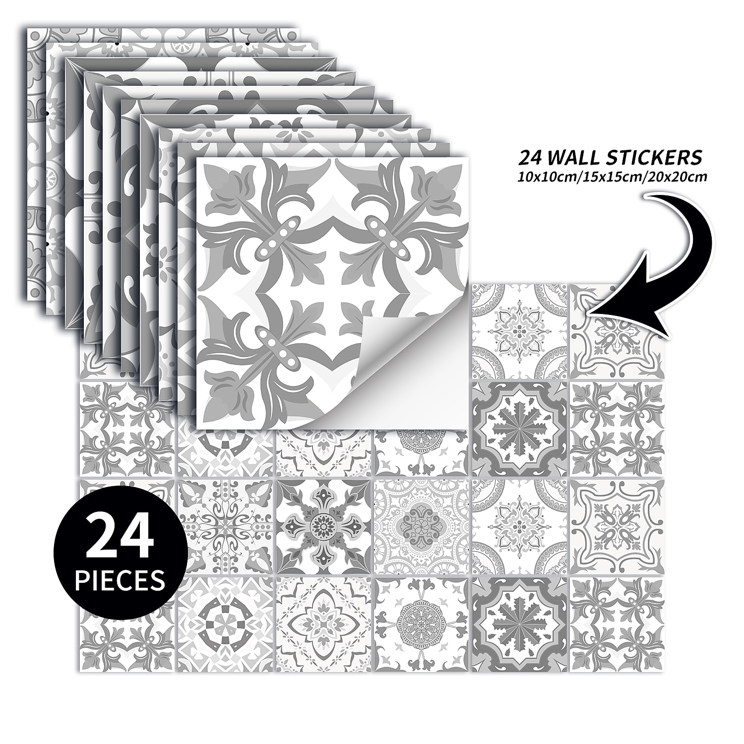 24/48pcs adesivi murali autoadesivi mandala impermeabili classici adesivi per piastrelle marocchine cucina creativa bagno soggiorno del 2025 a $15.49 –P18
