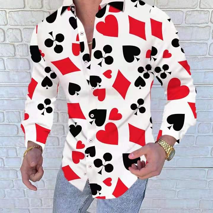 Herr Skjorta Knapp upp skjorta Långärmad Designer Punk och gotiskt Utekväll Vår & sommar Kinakrage Lappverk Mönster Rubinrött Blå Grå 2025 - $26.99 –P1
