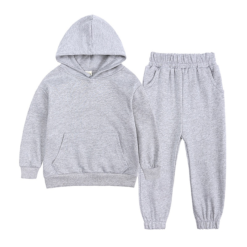 Kinder Jungen Kapuzenpulli & Hose Kleidungsset 2 Stück Langarm Grün Blau Grau Volltonfarbe Baumwolle Strasse Lässig / Alltäglich Streetstyle Sport Standard / Herbst / Winter 2025 - GBP £17 –P5