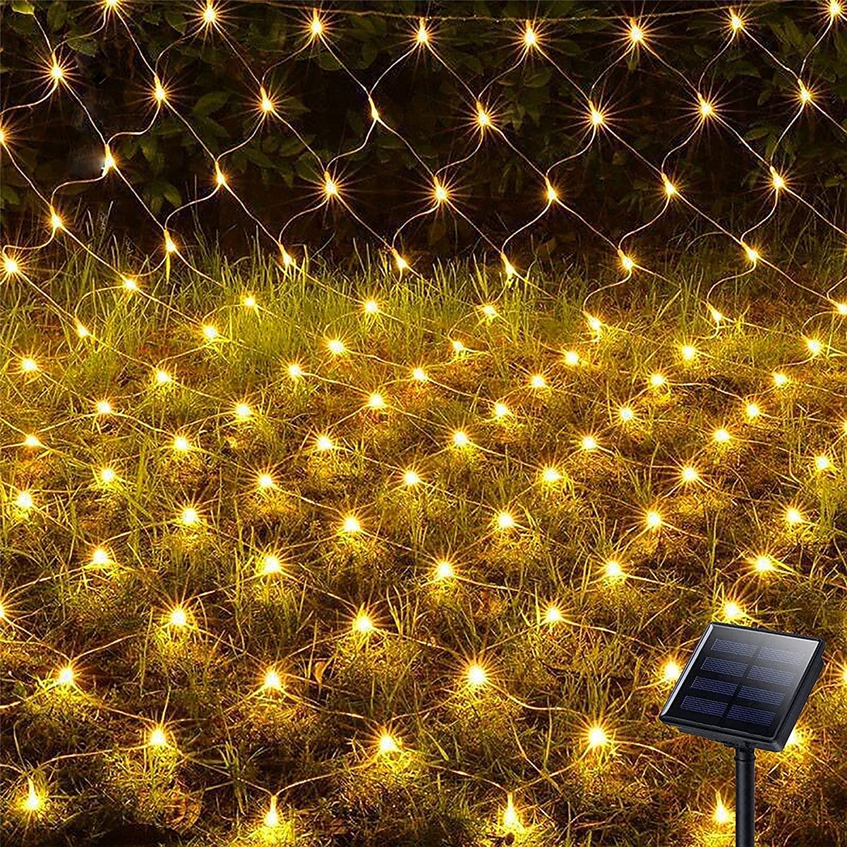 ηλιακά led φώτα δίχτυ 8 τρόποι 200 leds 9.8ft x 6.6ft δέντρο τυλίξτε πλέγμα νεράιδα φώτα για εξωτερικούς χώρους κήπο βεράντας κήπο θάμνοι κάμπινγκ παράθυρο Χριστούγεννα 2025 - $85.99 –P1
