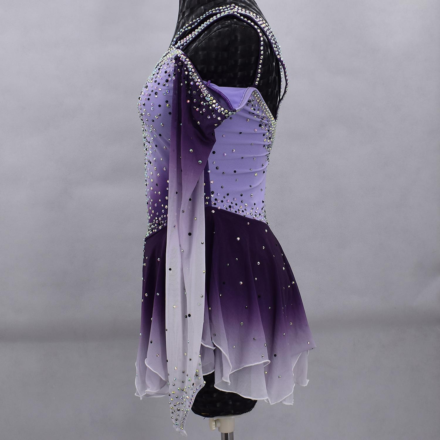 Vestito da pattinaggio artistico Per donna Da ragazza Pattinaggio sul ghiaccio Vestiti Completi Grigio Croce posteriore Retato Elastene Elevata elasticità Addestramento Competizione Vestiti da del 2026 a $213.29 –P8